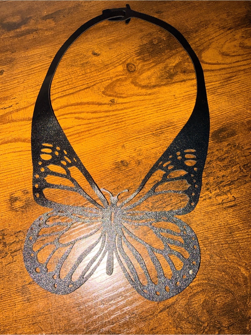 Women’s Butterfly Cutout Black Statement Necklace